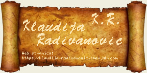 Klaudija Radivanović vizit kartica